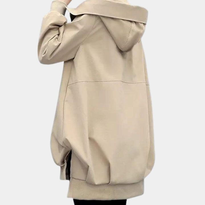 Women's Hooded Zip-Front Mid-Length Windbreaker Jacket