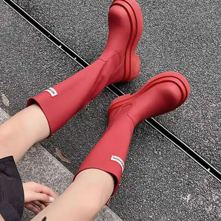 Women's Knee-High Lug Sole Waterproof Rain Boots