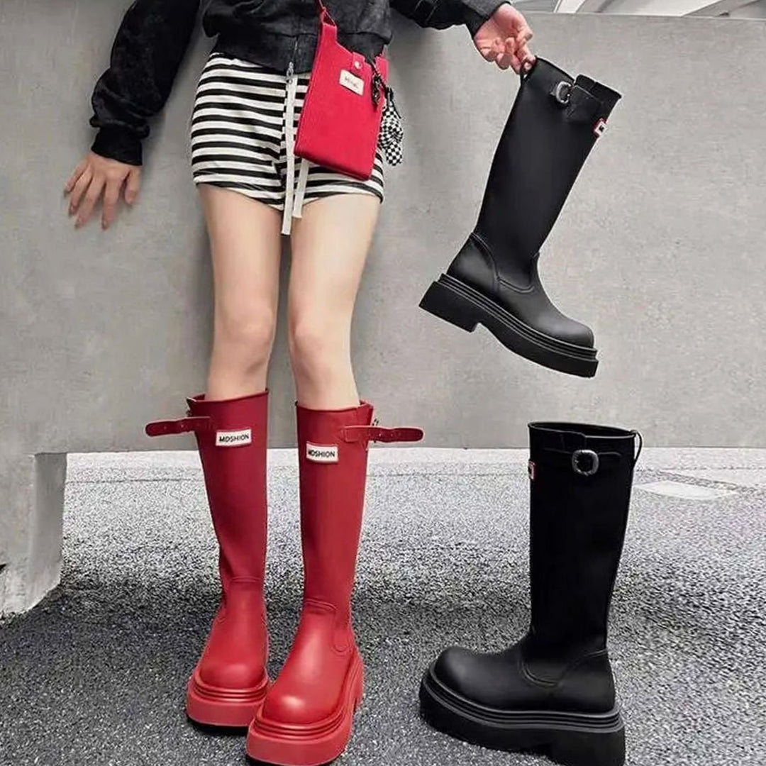 Women's Knee-High Lug Sole Waterproof Rain Boots