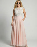 Madison | Women's Lace Bodice Chiffon Maxi Dress Sleeveless A-Line Gown