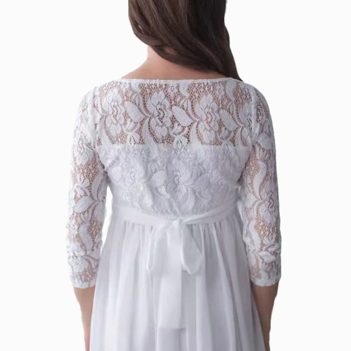 Women's Lace Chiffon Long Sleeve Maternity Maxi Dress