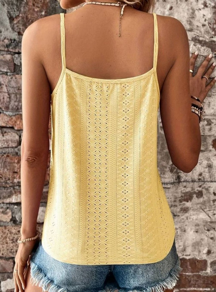 Women's Lace-Trim V-Neck Eyelet Spaghetti Strap Cami Top