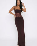 Olivia | Women's Lace Waist Cut-Out Spaghetti Strap Maxi Dress