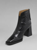 Mia | Women's Leather Ankle Boots Block Heel Square Toe