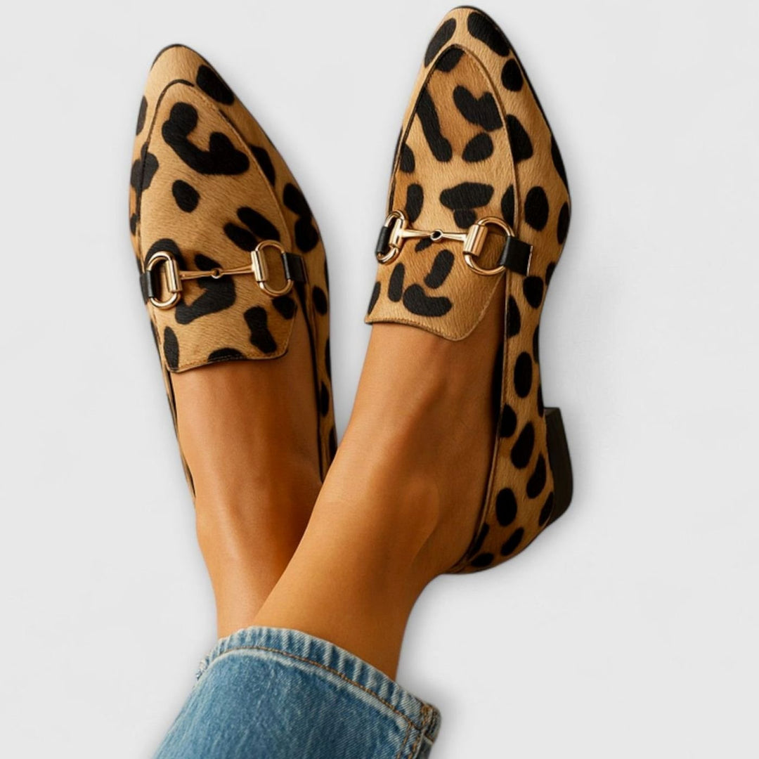Women's Leopard Print Pointed-Toe Horsebit Slip-On Loafers - Leopard