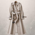 Penelope | Women's Long Double-Breasted Belted A-Line Trench Coat
