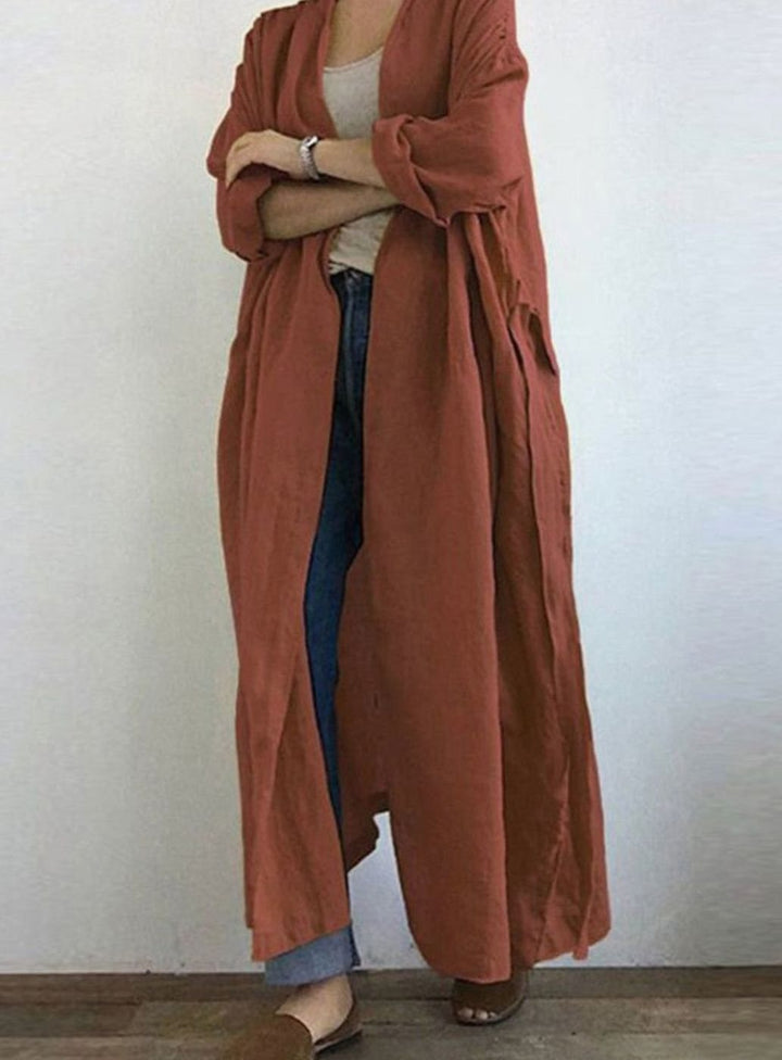 Women's Long Open Front Duster Oversized Cardigan - Coffee