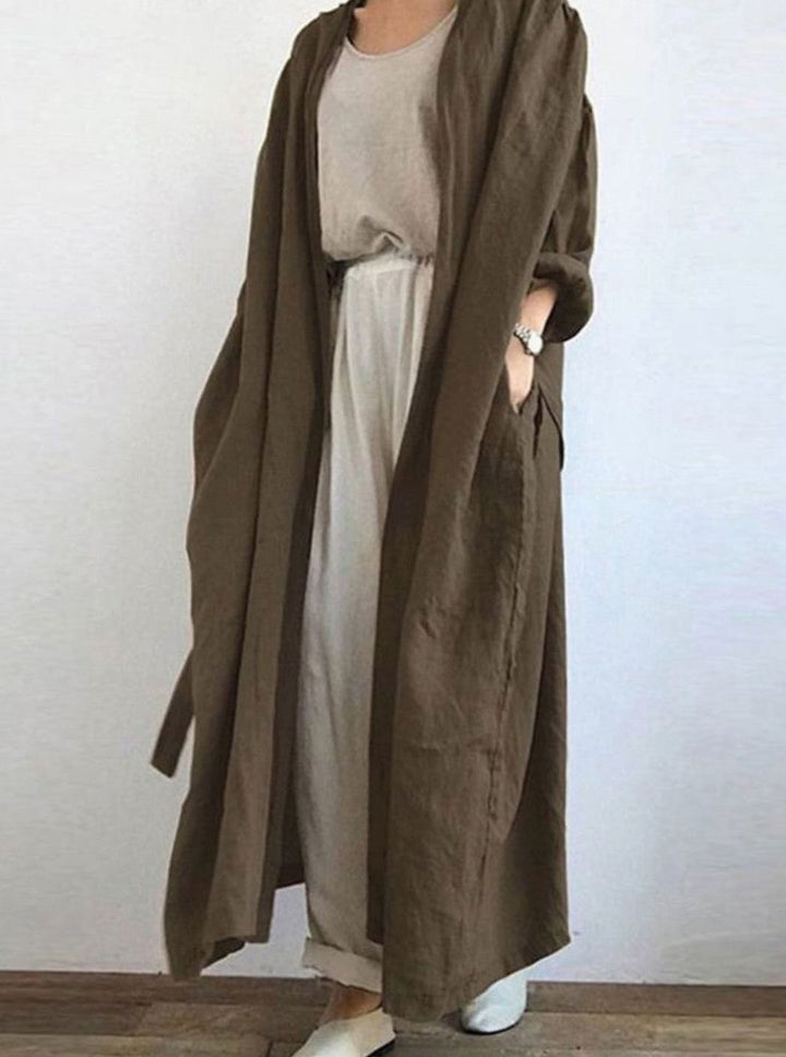 Women's Long Open Front Duster Oversized Cardigan - Caramel