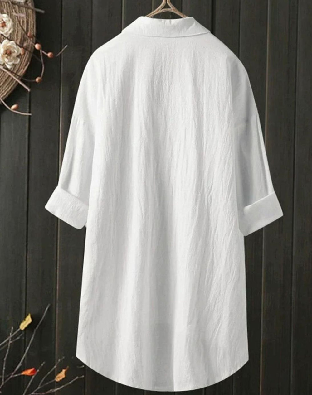 Women's Long Sleeve Button-Down Cotton-Linen Blouse