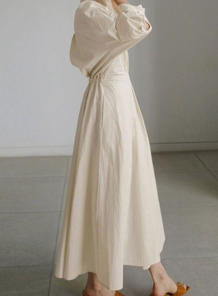 Women's Long Sleeve Collared Maxi Shirt Dress Flowy Fit