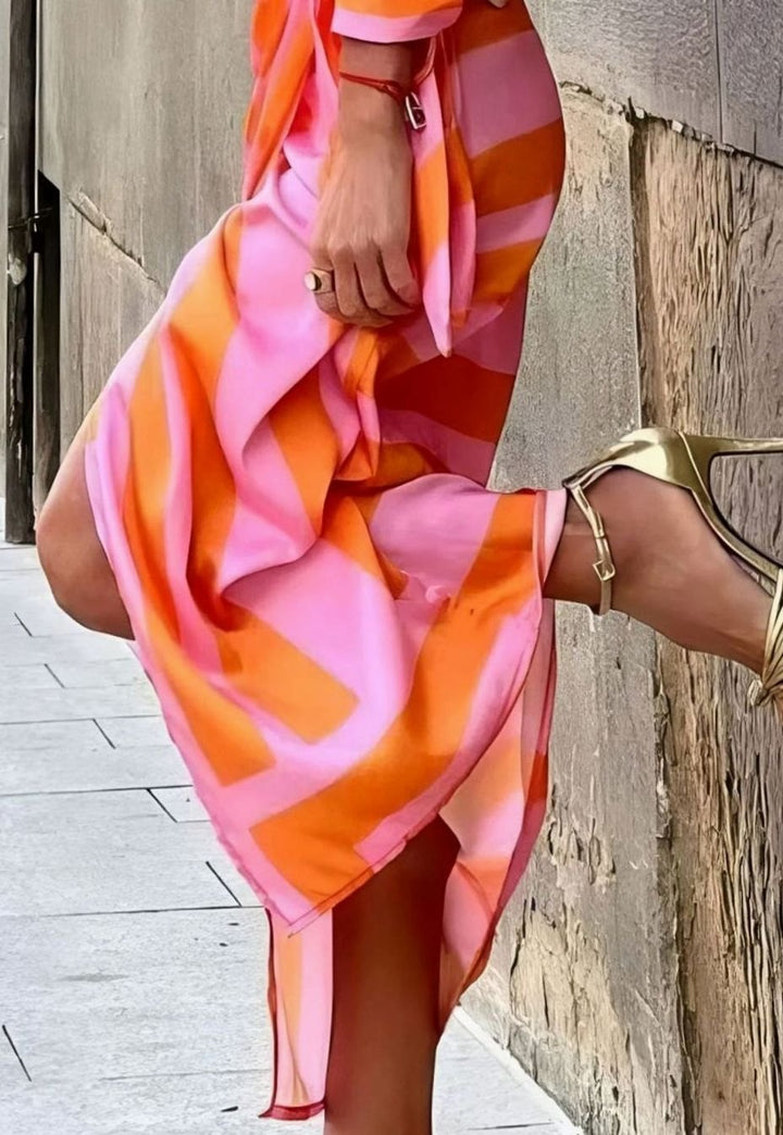Women's Long Sleeve Striped Wrap Maxi Dress