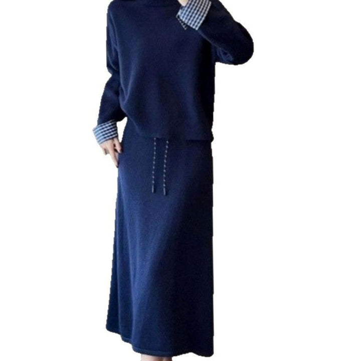 Women's Long Sleeve Sweater Dress Drawstring Waist Knit Midi