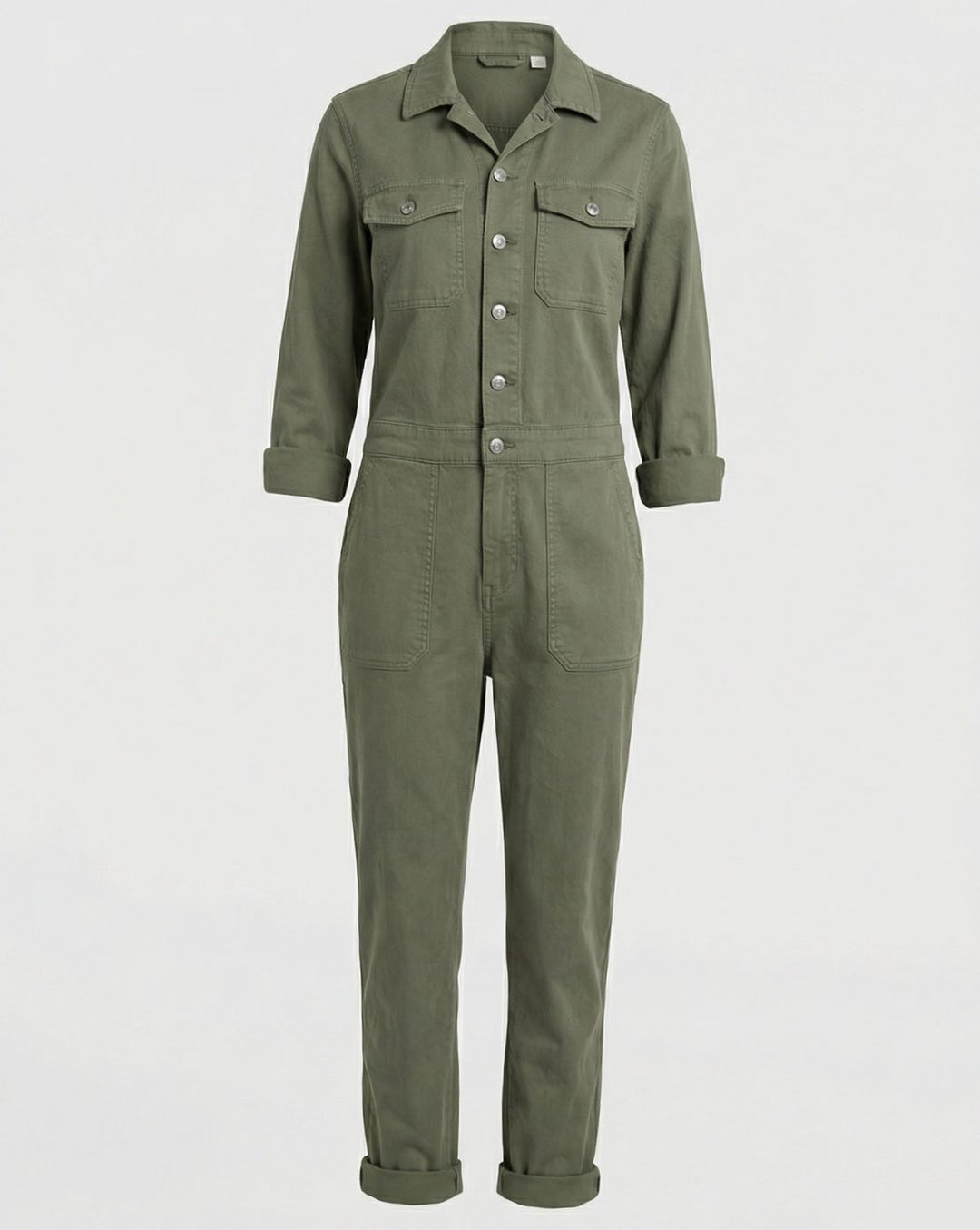 Women's Long Sleeve Utility Jumpsuit Relaxed Fit Cargo Pockets
