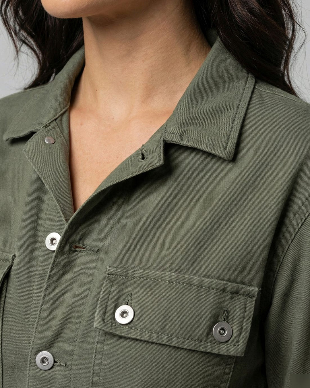 Women's Long Sleeve Utility Jumpsuit Relaxed Fit Cargo Pockets