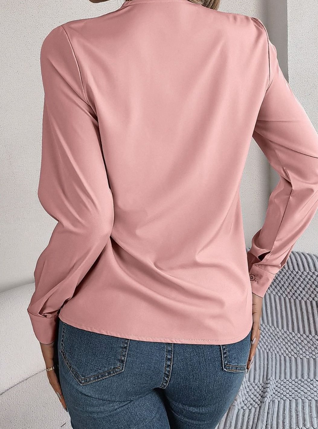 Women's Long Sleeve Wrap-Front V-Neck Blouse