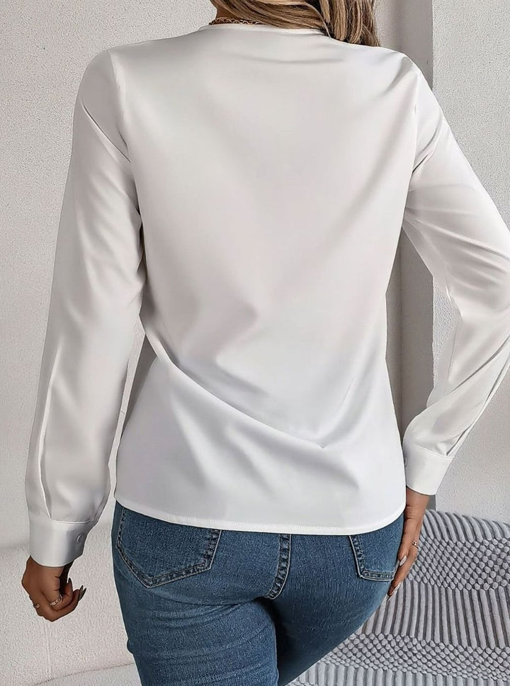 Women's Long Sleeve Wrap-Front V-Neck Blouse