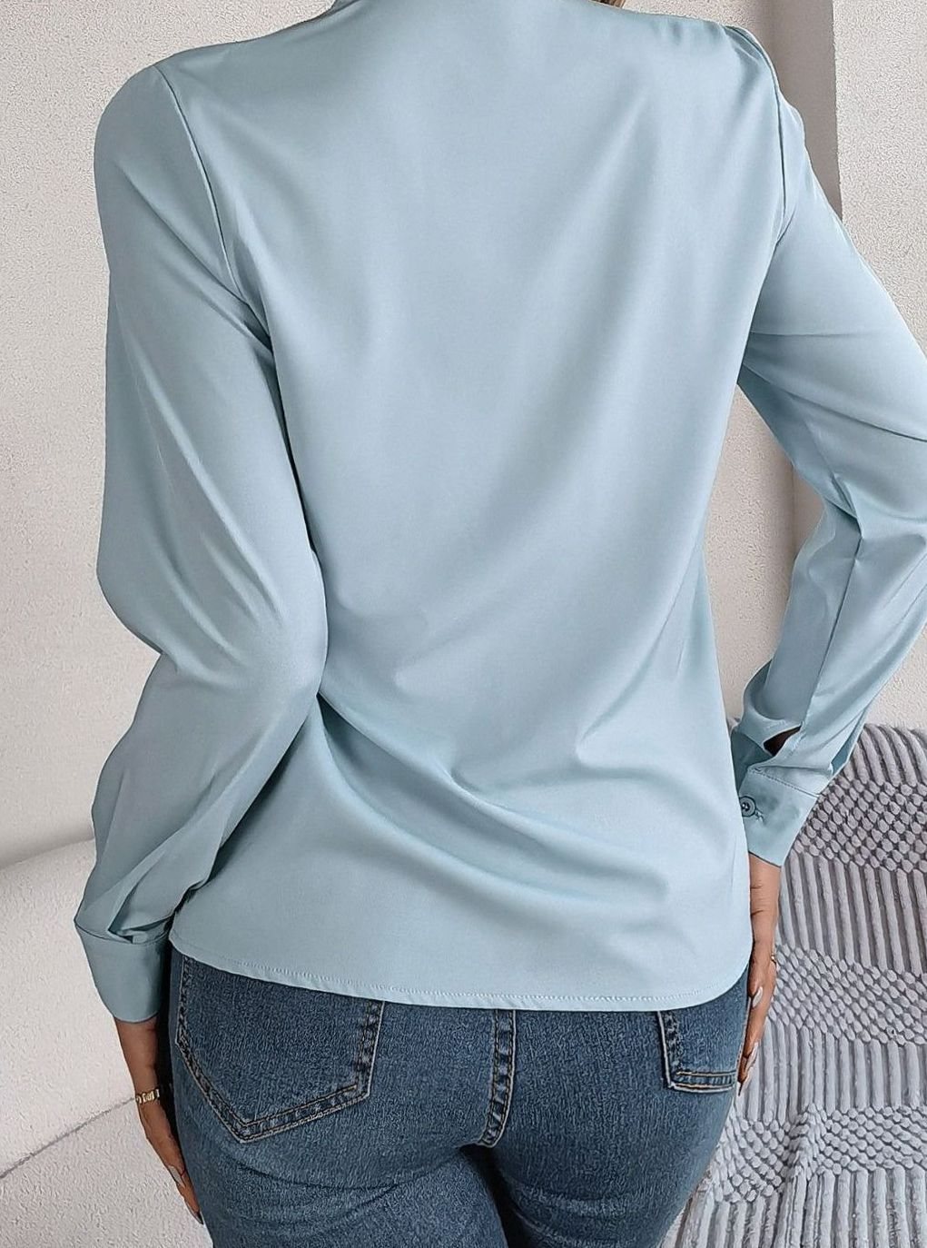 Women's Long Sleeve Wrap-Front V-Neck Blouse