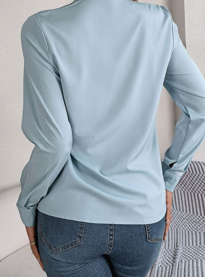 Women's Long Sleeve Wrap-Front V-Neck Blouse