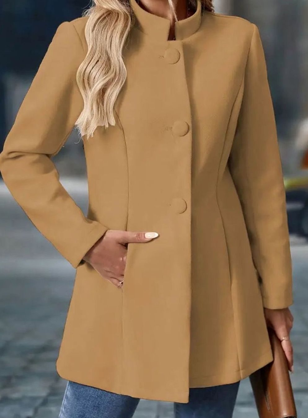 Women's Longline Open-Front Collarless Structured Blazer