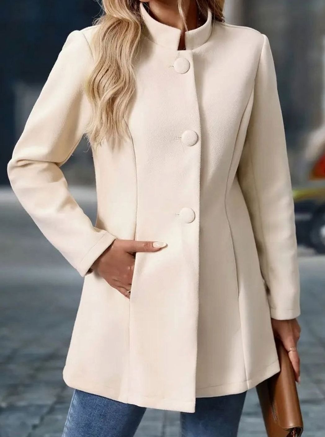 Women's Longline Open-Front Collarless Structured Blazer
