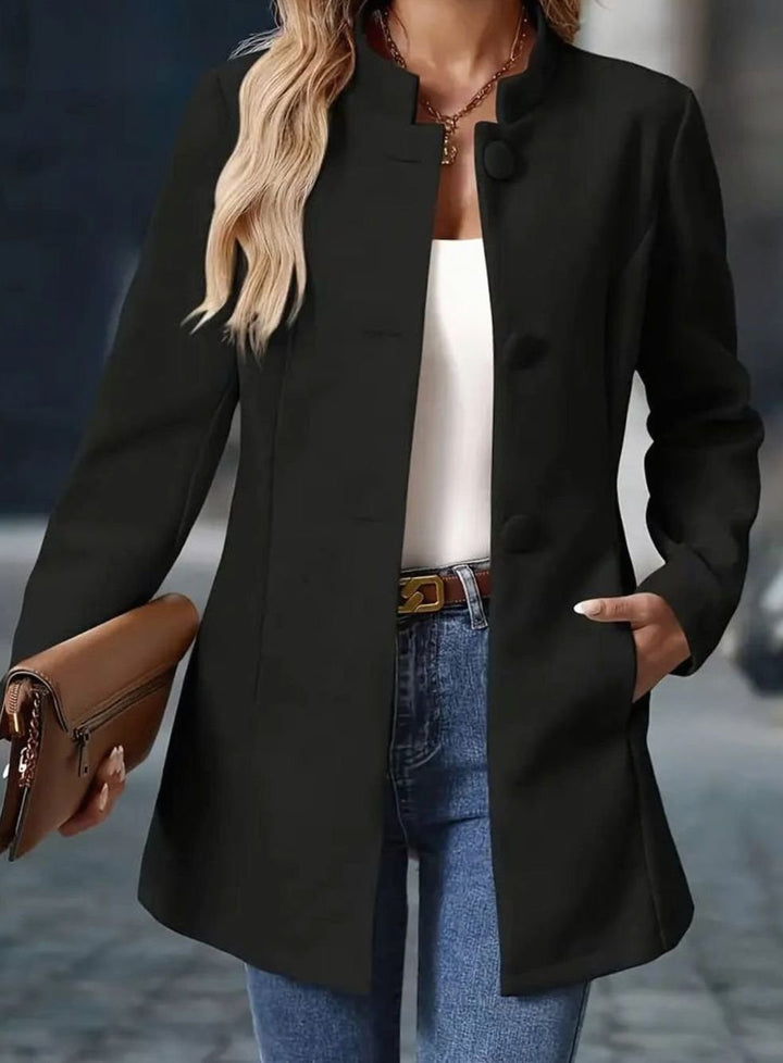 Women's Longline Open-Front Collarless Structured Blazer