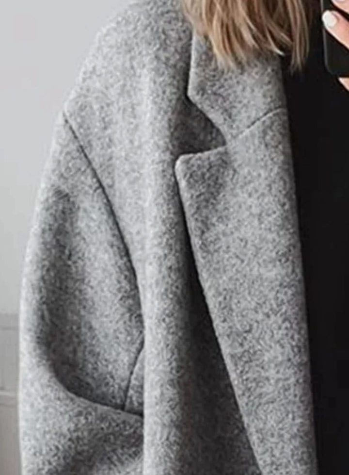 Women's Longline Oversized Double-Breasted Wool-Blend Winter Coat