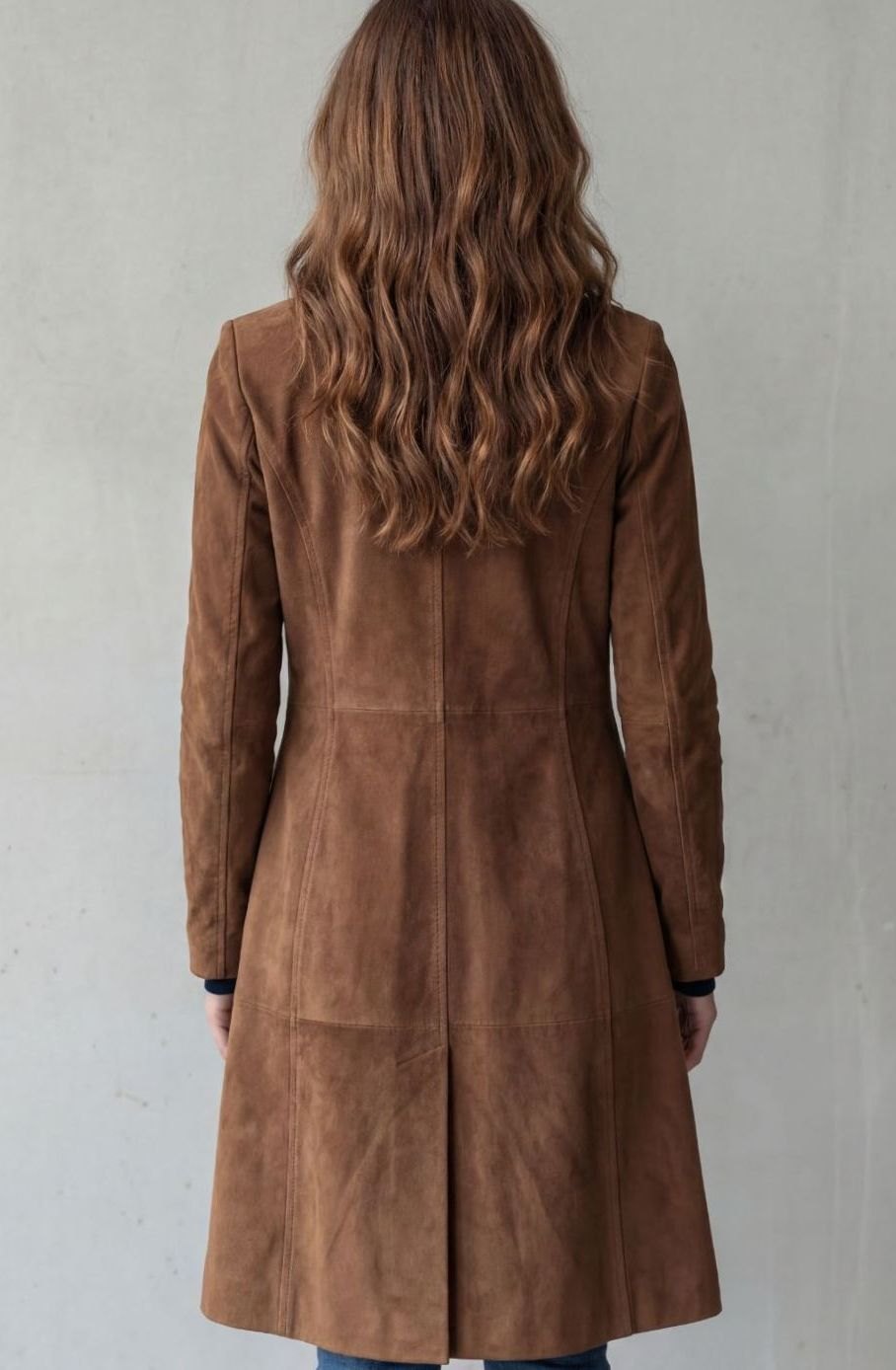 Women's Longline Vintage Suede-Finish Button-Up Winter Coat