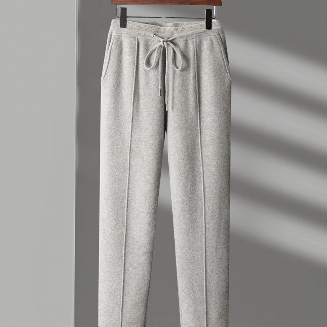 Women's Merino Wool Drawstring Jogger Pants - Light Gray