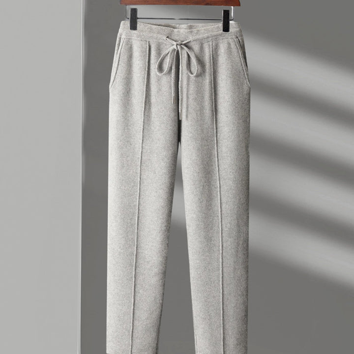 Women's Merino Wool Drawstring Jogger Pants - Light Gray