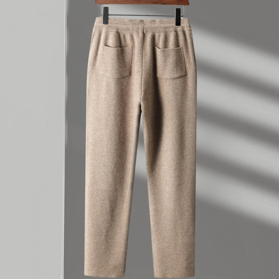 Women's Merino Wool Drawstring Jogger Pants - Light Brown