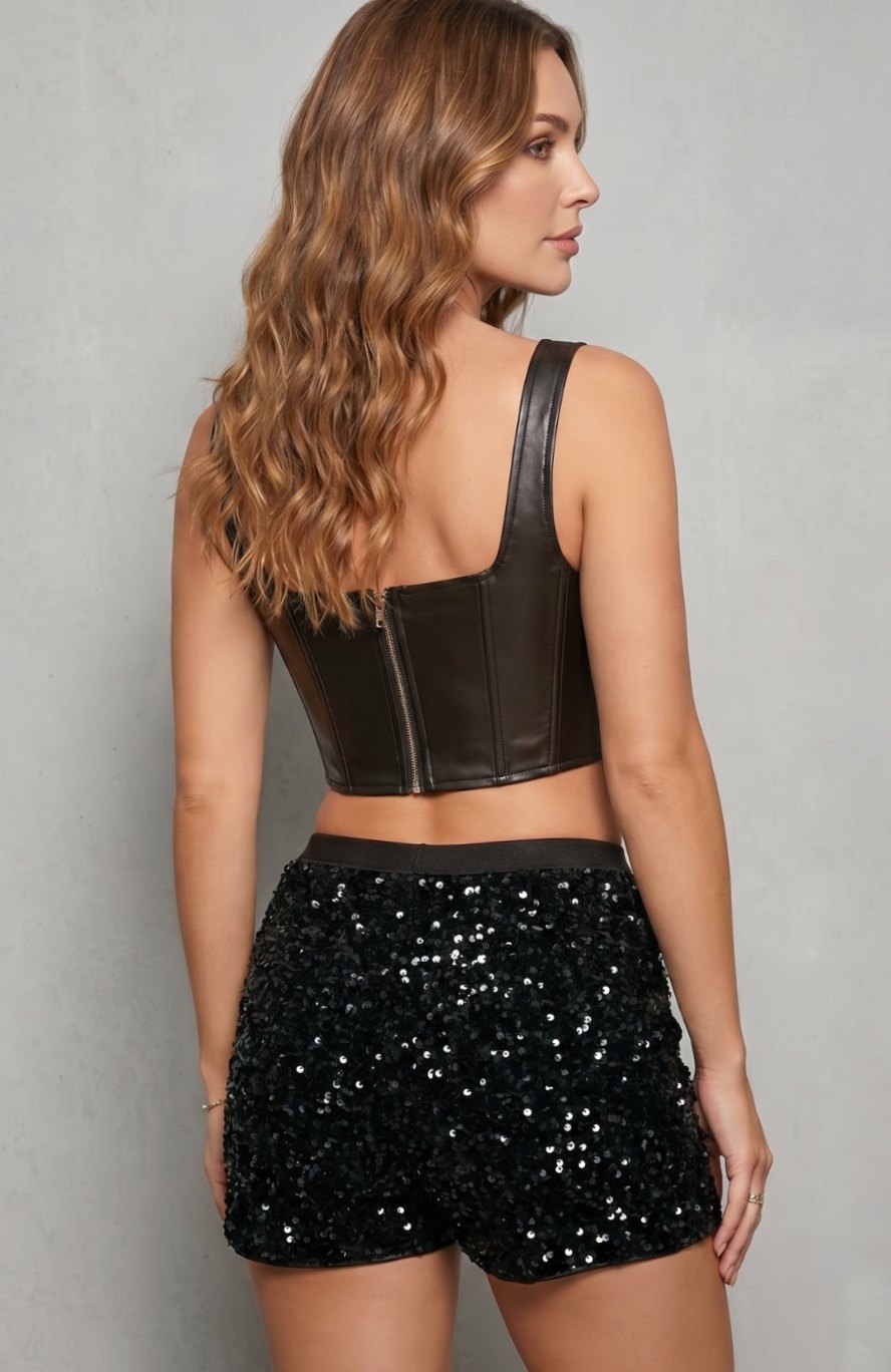 Women's Mid-Rise All-Over Sequin Party Shorts
