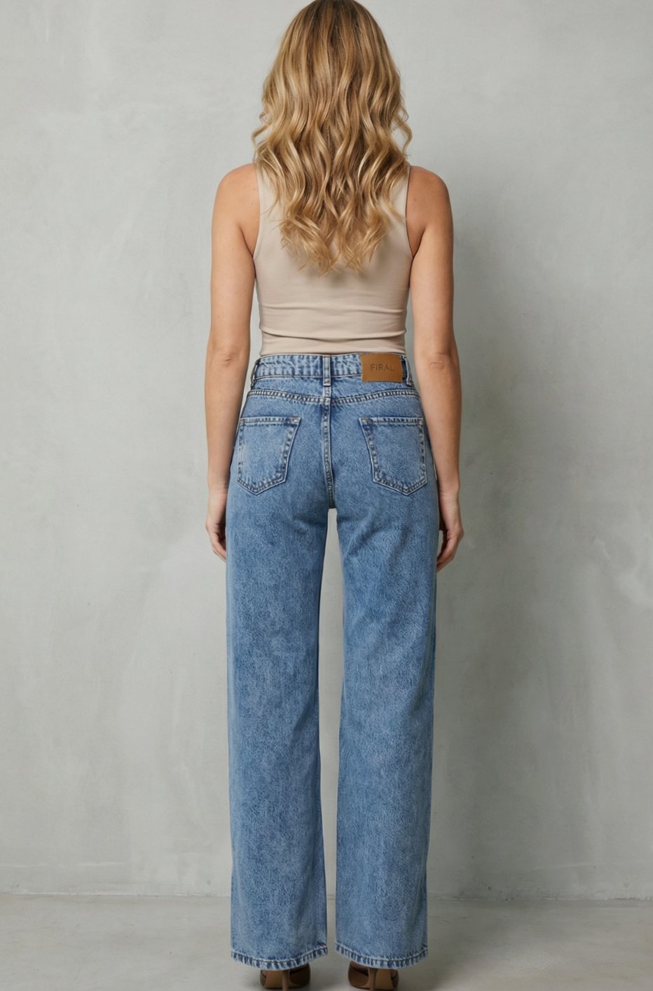 Women's Mid Rise Straight Leg Jeans Cross-Button Waistband