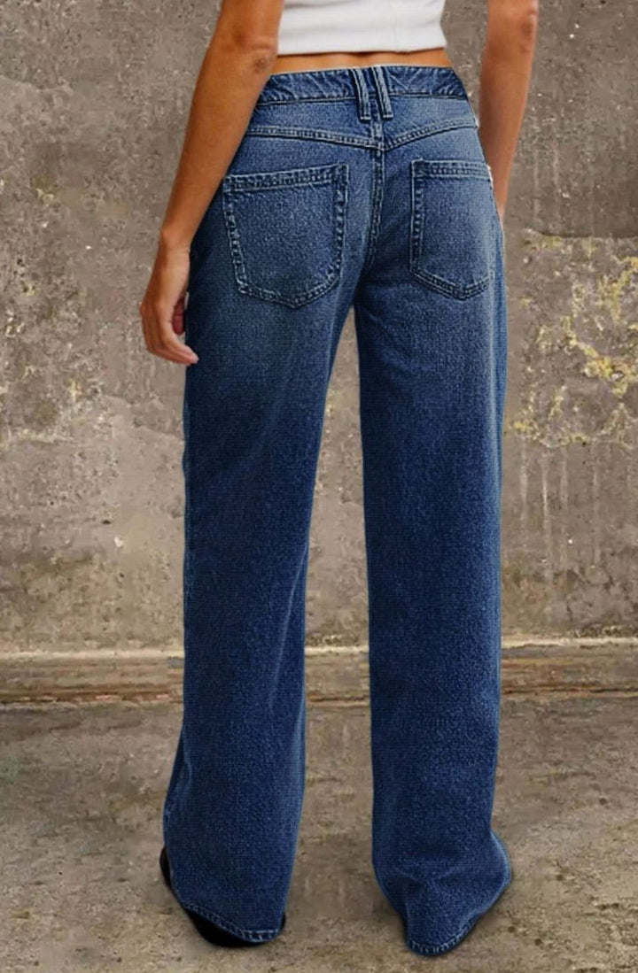 Women's Mid-Rise Wide Leg Straight-Fit Jeans