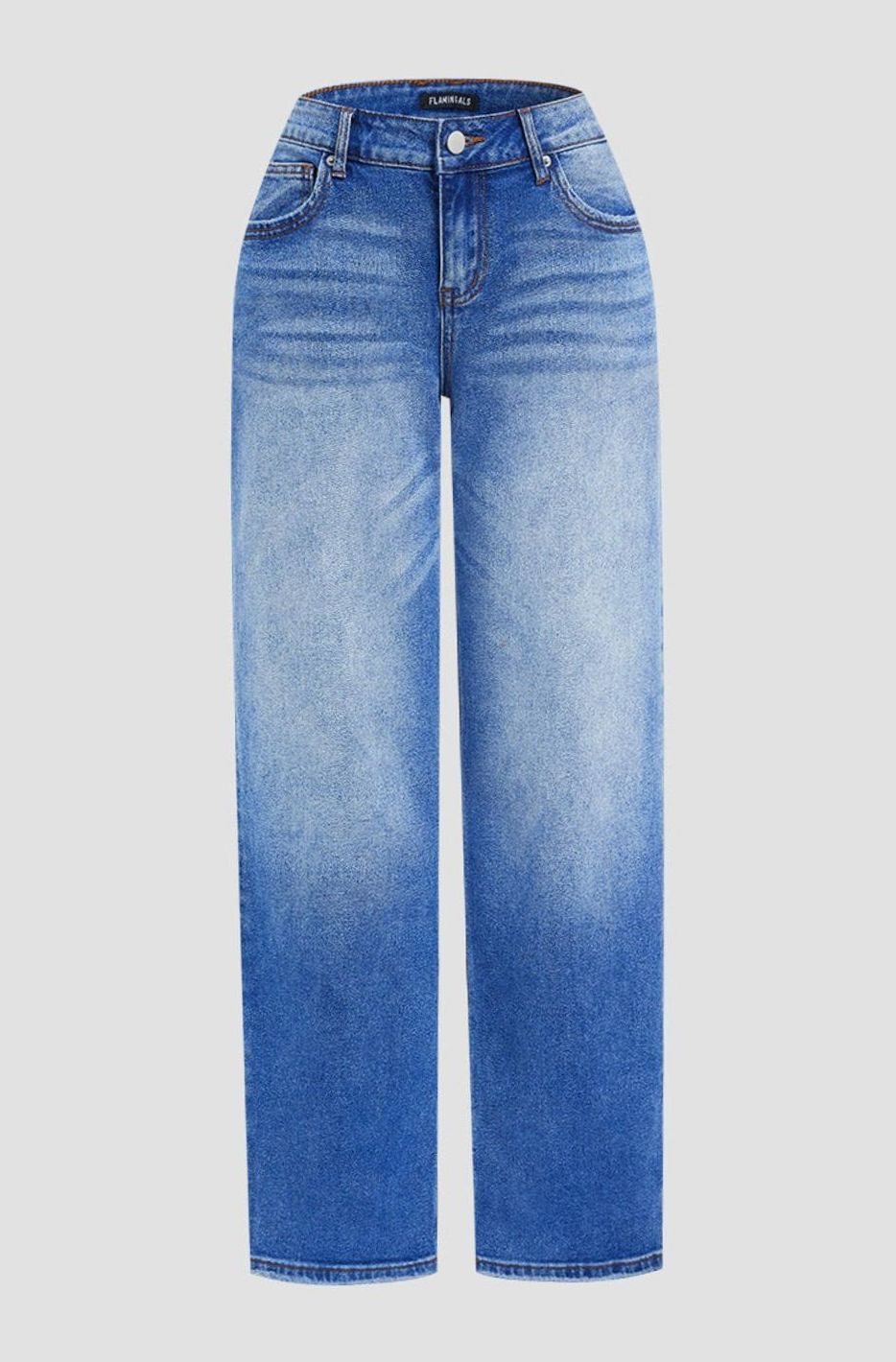 Women's Mid-Rise Wide Leg Straight-Fit Jeans