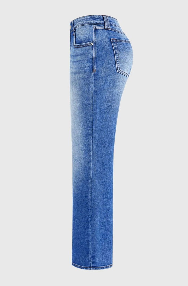 Women's Mid-Rise Wide Leg Straight-Fit Jeans
