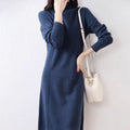 Scarlett | Women's Mock-Neck Long Sleeve Knit Sweater Dress, Navy Blue