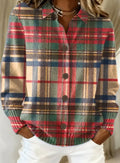 Evelyn | Women's Multicolor Plaid Button-Front Long Sleeve Cardigan