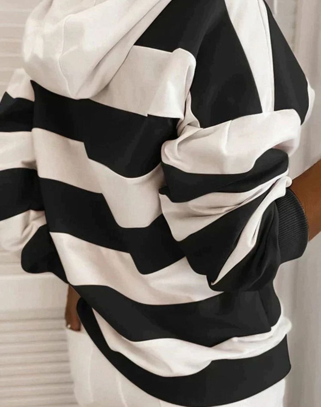Women's Nautical Stripe Pullover Hoodie Drawstring Sweatshirt