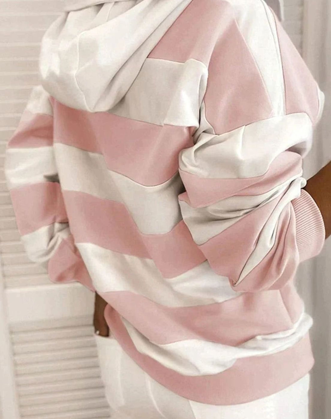 Women's Nautical Stripe Pullover Hoodie Drawstring Sweatshirt