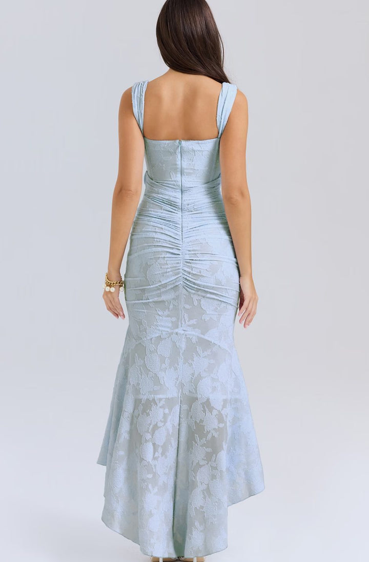 Women's Off-Shoulder Floral Boned-Bodice Mermaid Maxi Dress