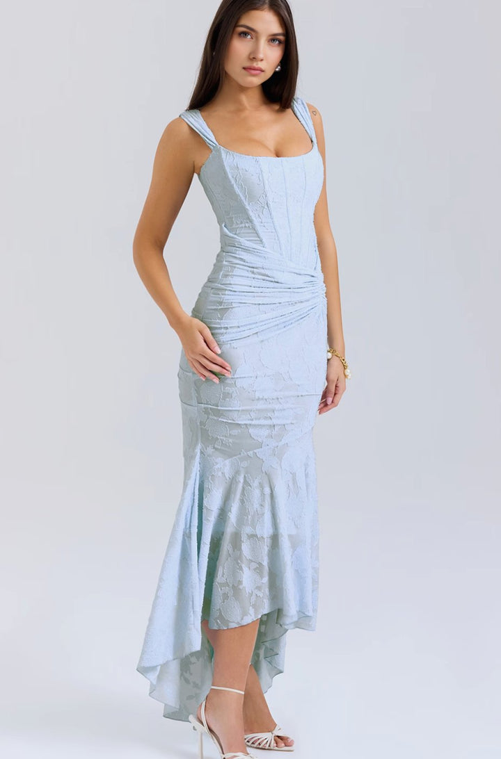 Women's Off-Shoulder Floral Boned-Bodice Mermaid Maxi Dress