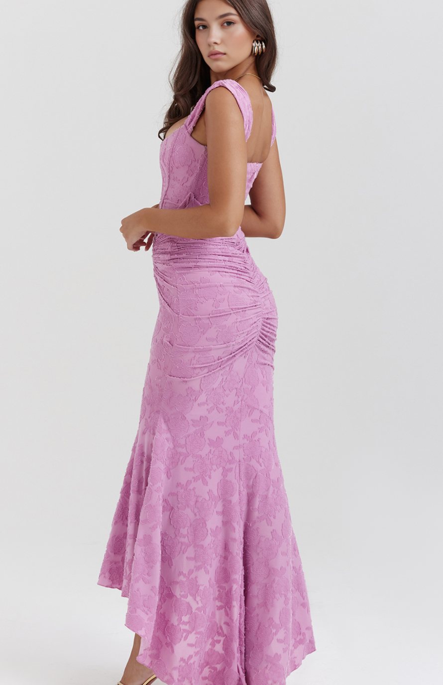 Women's Off-Shoulder Floral Boned-Bodice Mermaid Maxi Dress