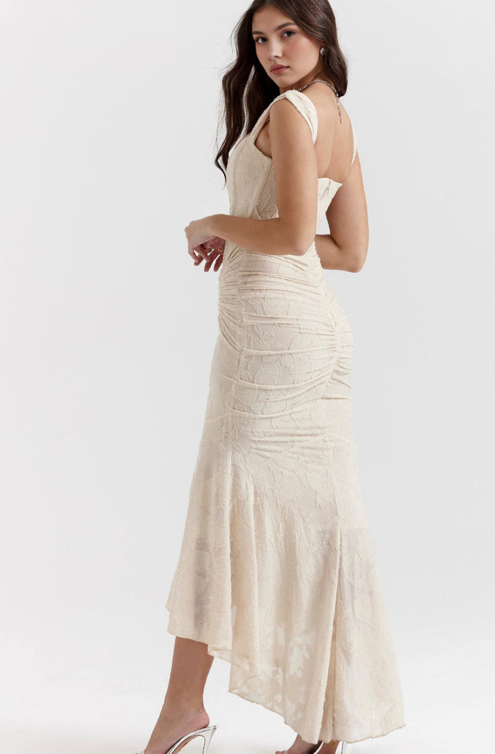 Women's Off-Shoulder Floral Boned-Bodice Mermaid Maxi Dress