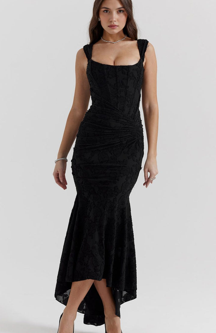 Women's Off-Shoulder Floral Boned-Bodice Mermaid Maxi Dress
