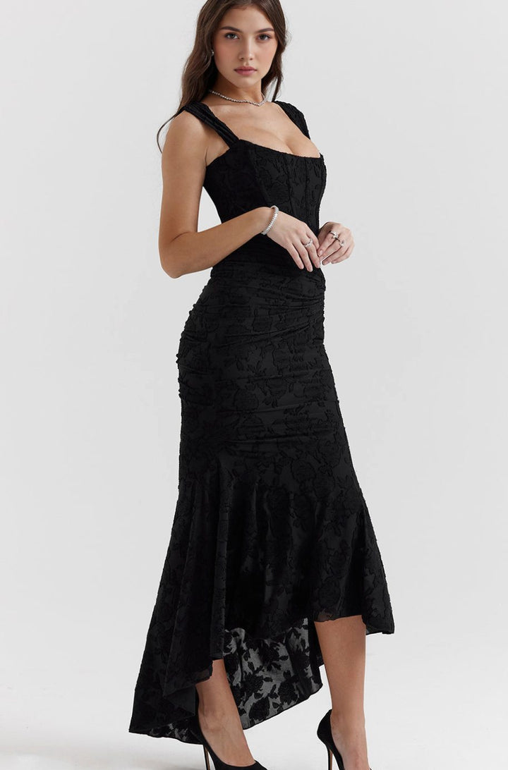 Women's Off-Shoulder Floral Boned-Bodice Mermaid Maxi Dress