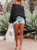 Camila | Women's Off-Shoulder Ruffled Flowy Spaghetti Strap Top