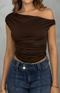 Evelyn | Women's Off-the-Shoulder Ruched Crop Top