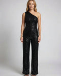 Harper | Women's One-Shoulder Sequin Wide-Leg Jumpsuit