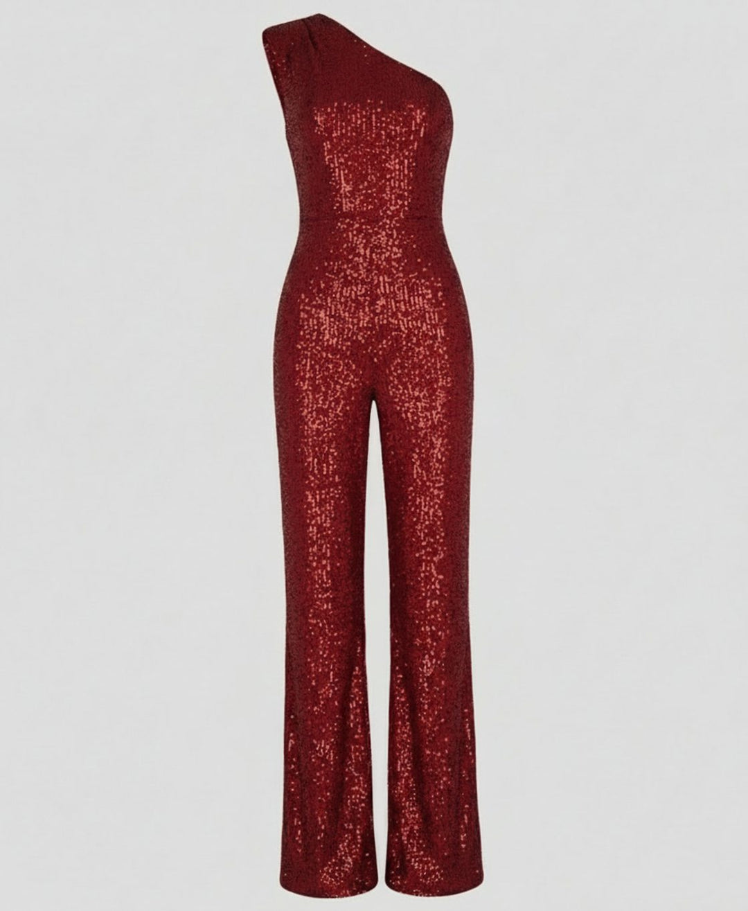 Women's One-Shoulder Sequin Wide-Leg Jumpsuit - S
