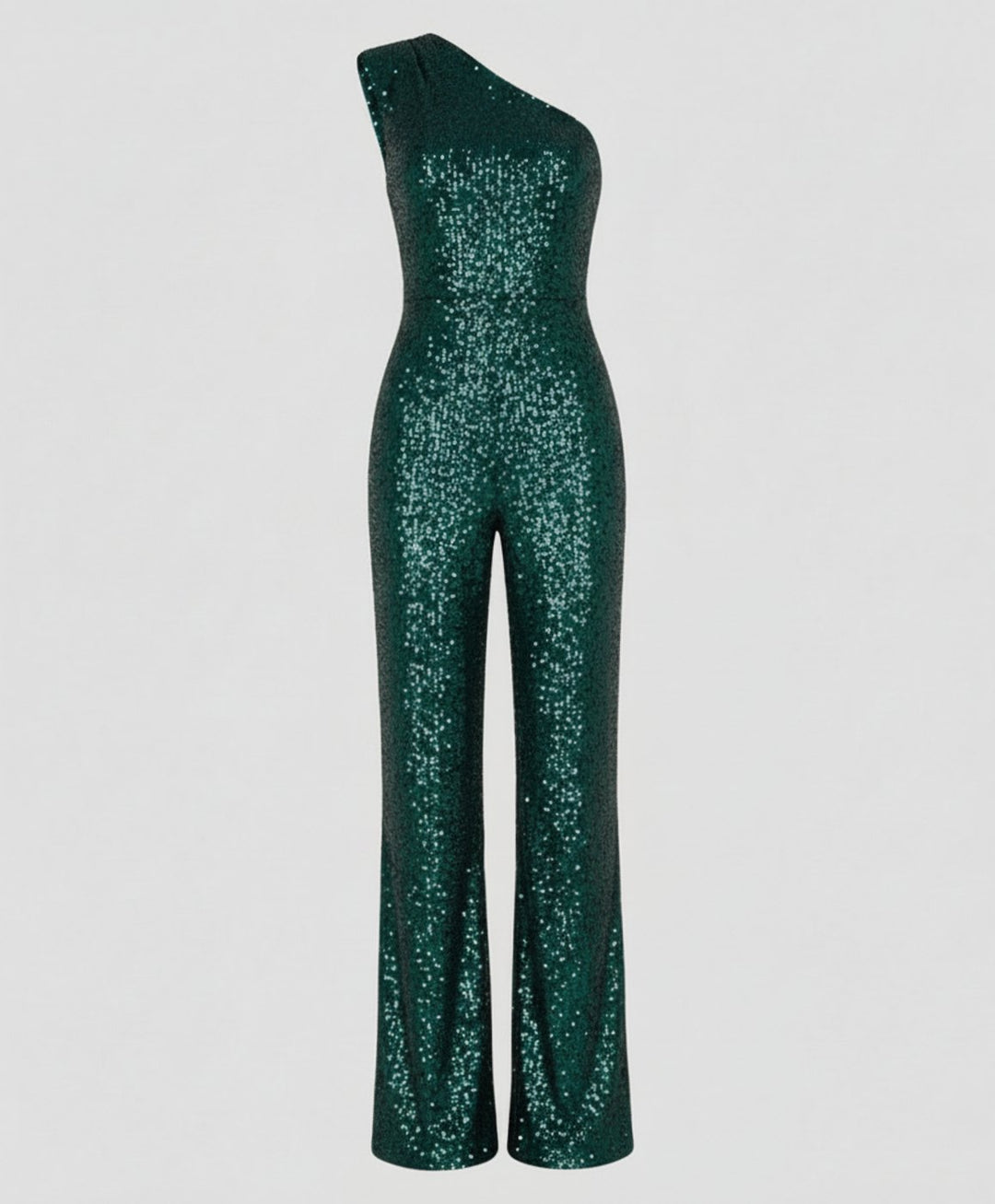 Women's One-Shoulder Sequin Wide-Leg Jumpsuit - S